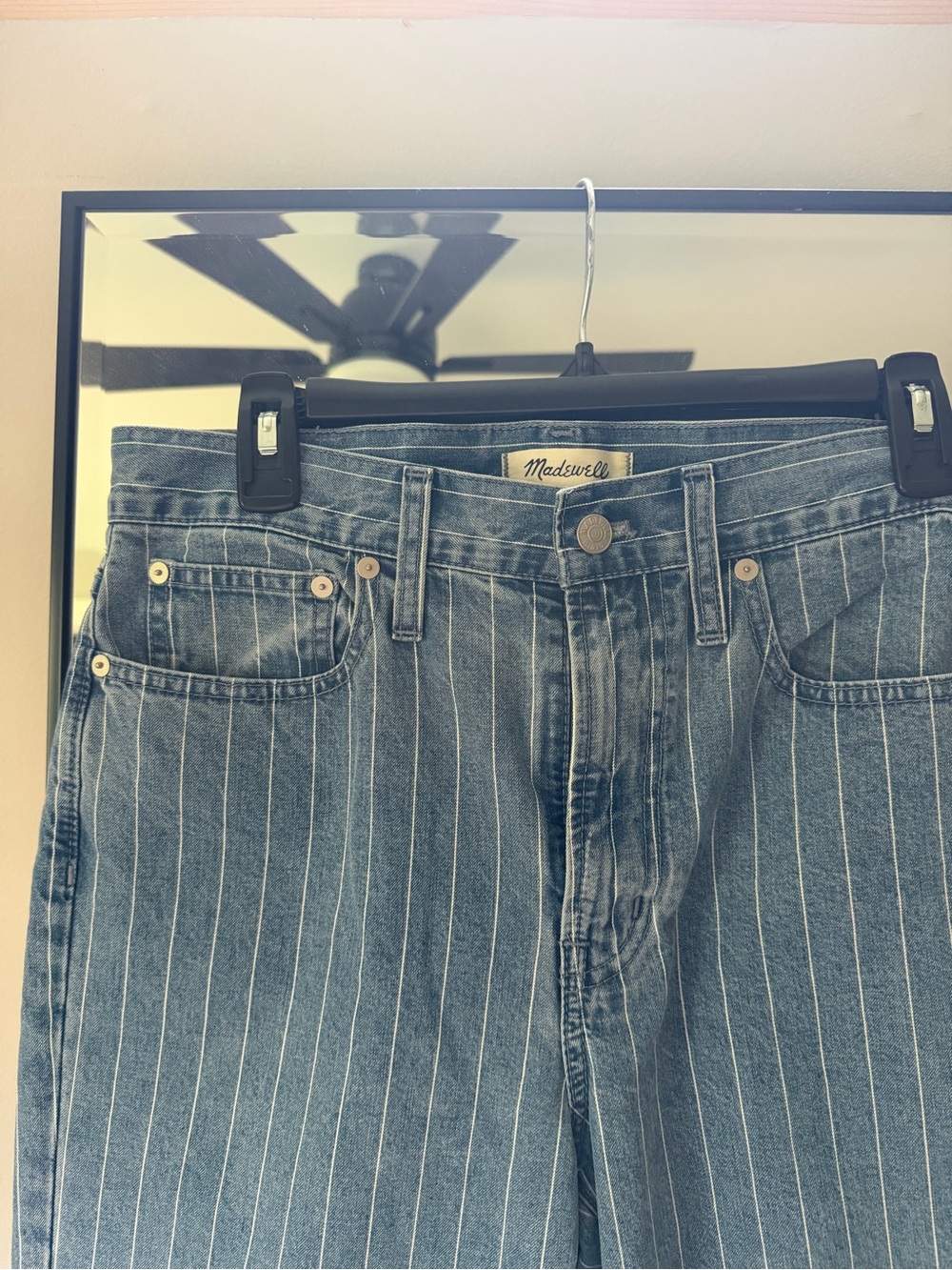 Madewell Vertical Pinstripe Perfect Vintage Crop Jeans size 28